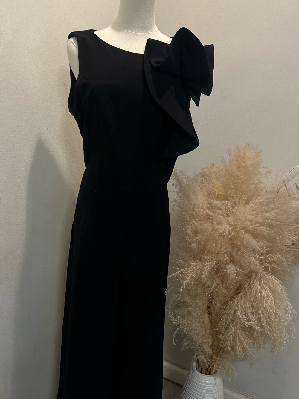 Black Jumpsuit with Sculptural Bow